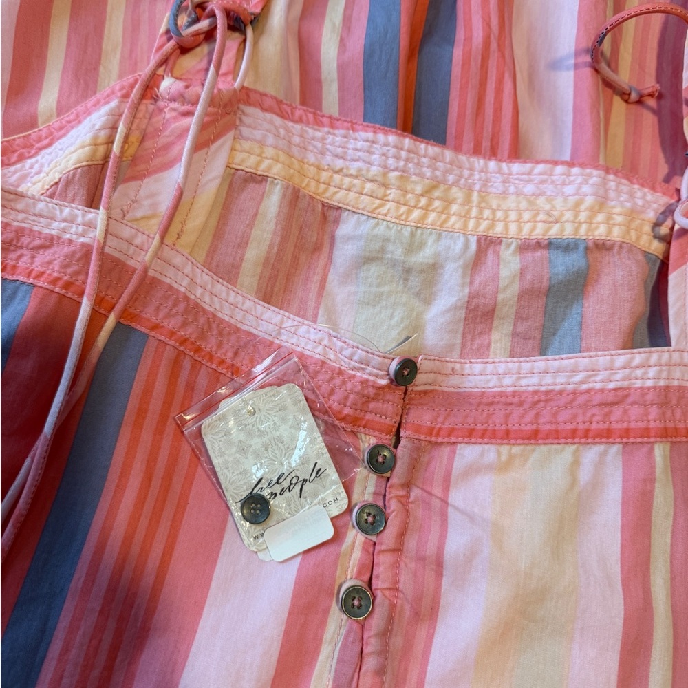 FREE PEOPLE Primavera Stripe Cotton
Midi Dress Sz. M.  NWT color pink - Picture 8 of 13